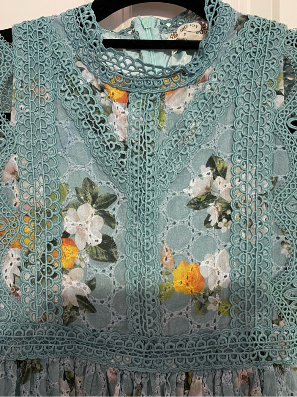 Joyfolie Mia Joy childrens size 8 blue floral lace dress - Picture 3 of 6